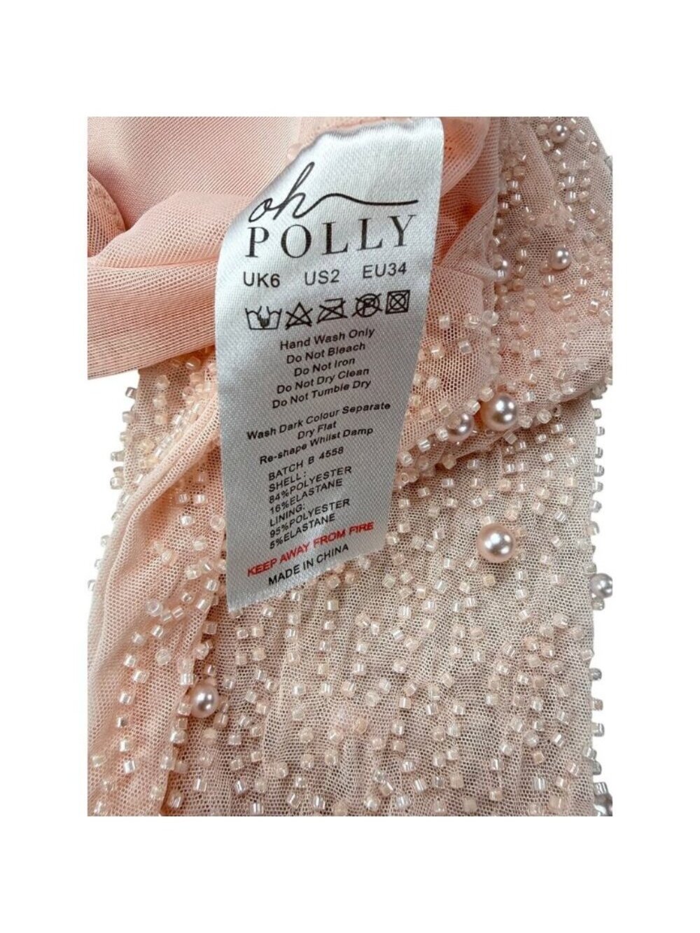 NWT OH POLLY La Desirade Embellished Cowl Neck Crop Top in Size 2 Blush - Picture 9 of 13